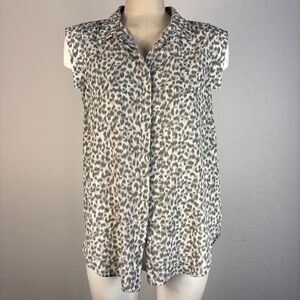 InWear Copenhagen Grey Leopard Print Sleeveless Blouse Office Boho 10